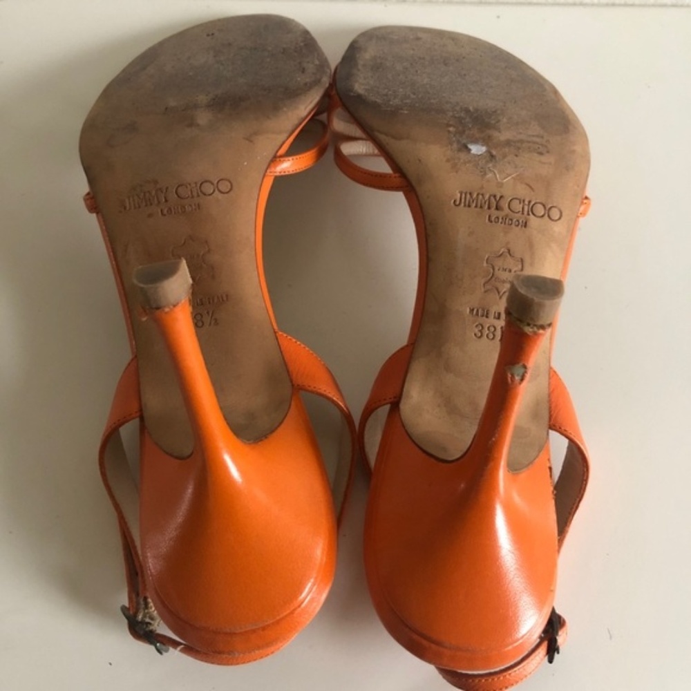 Jimmy Choo Strappy Orange Sandals Heels - Picture 6 of 8